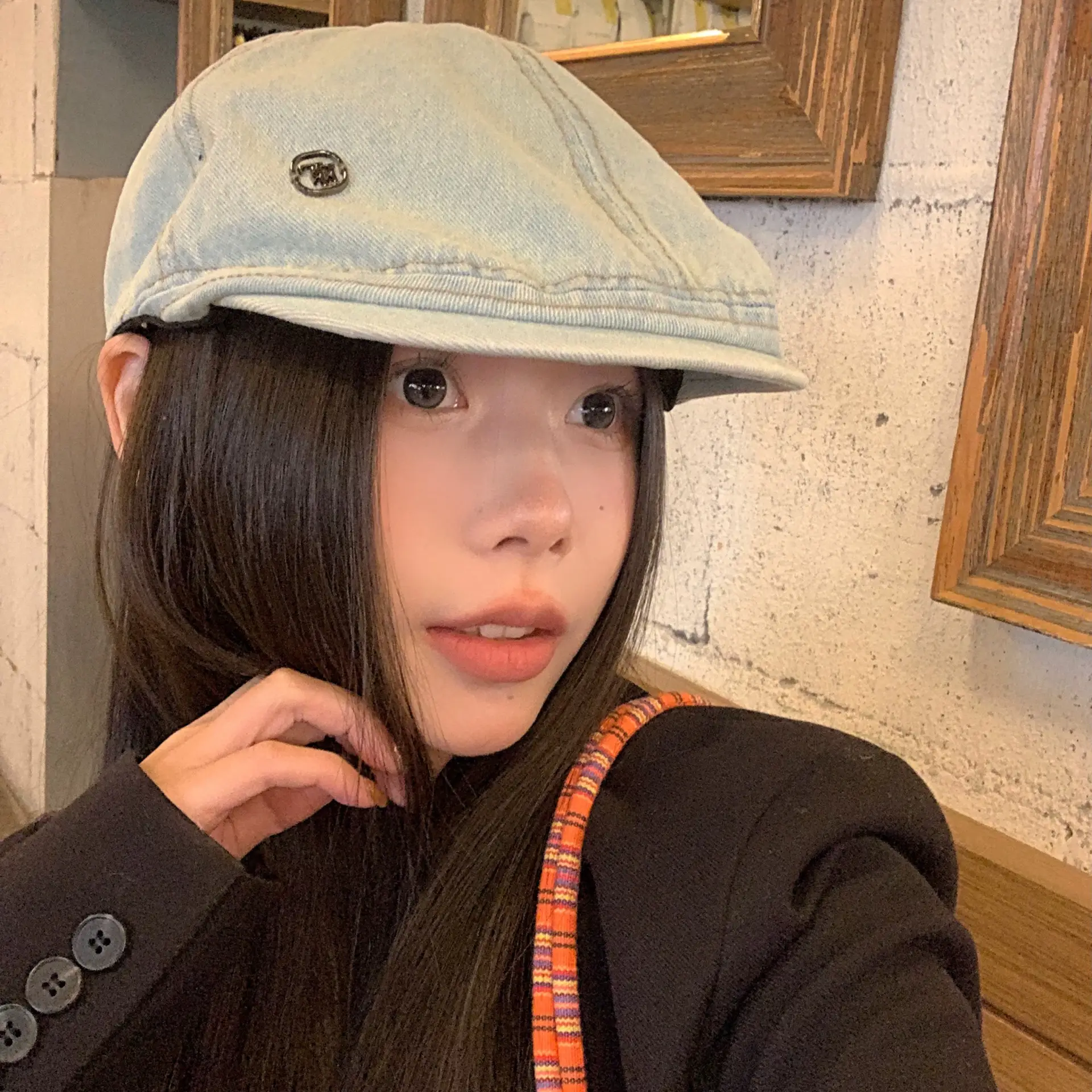 Women's Ancient Korean Style Denim Cap Forward Anti-Wear - Image 4