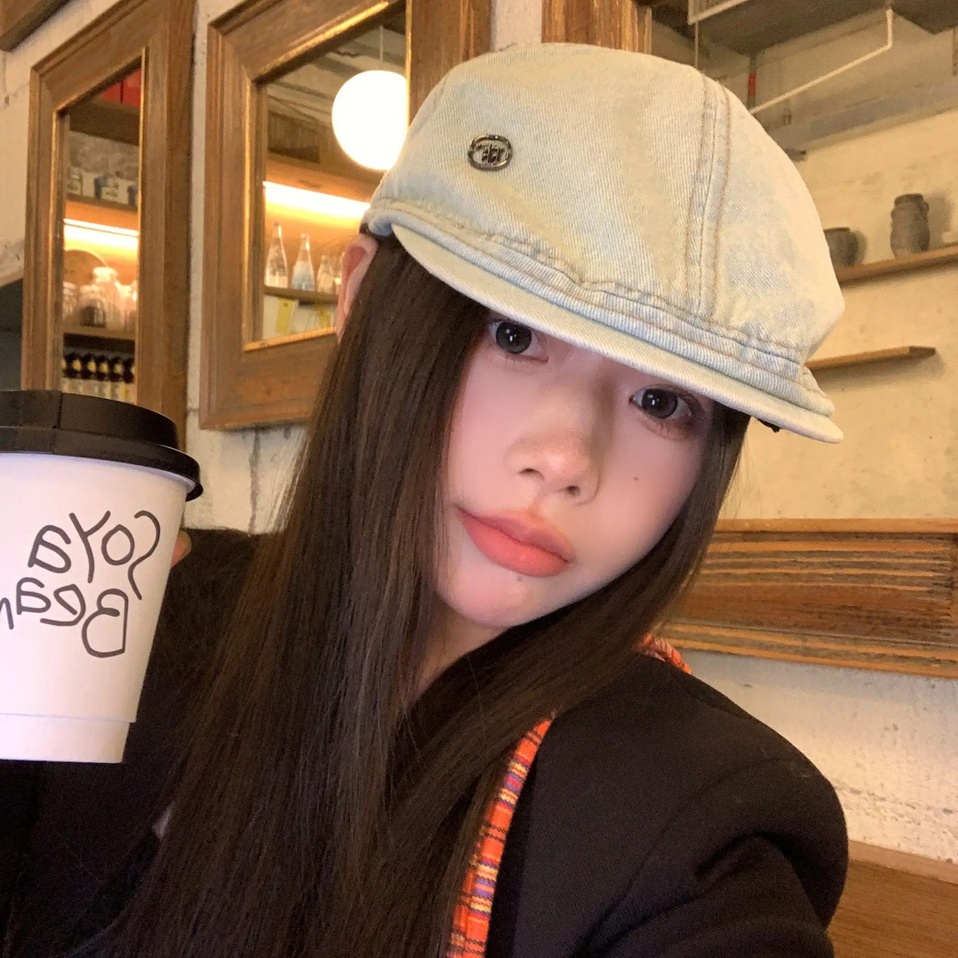 Women's Ancient Korean Style Denim Cap Forward Anti-Wear - Image 6