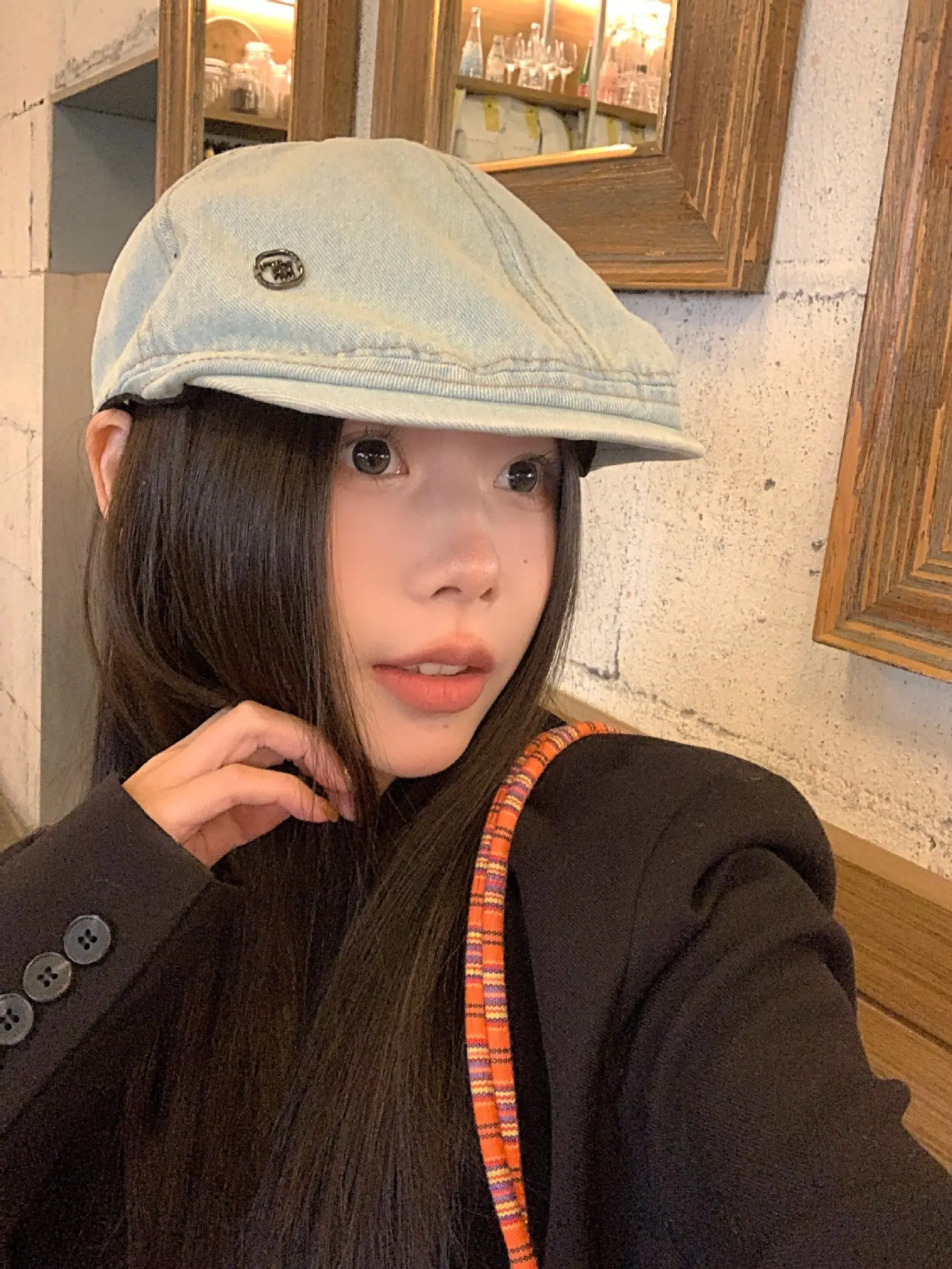 Women's Ancient Korean Style Denim Cap Forward Anti-Wear — feature 1