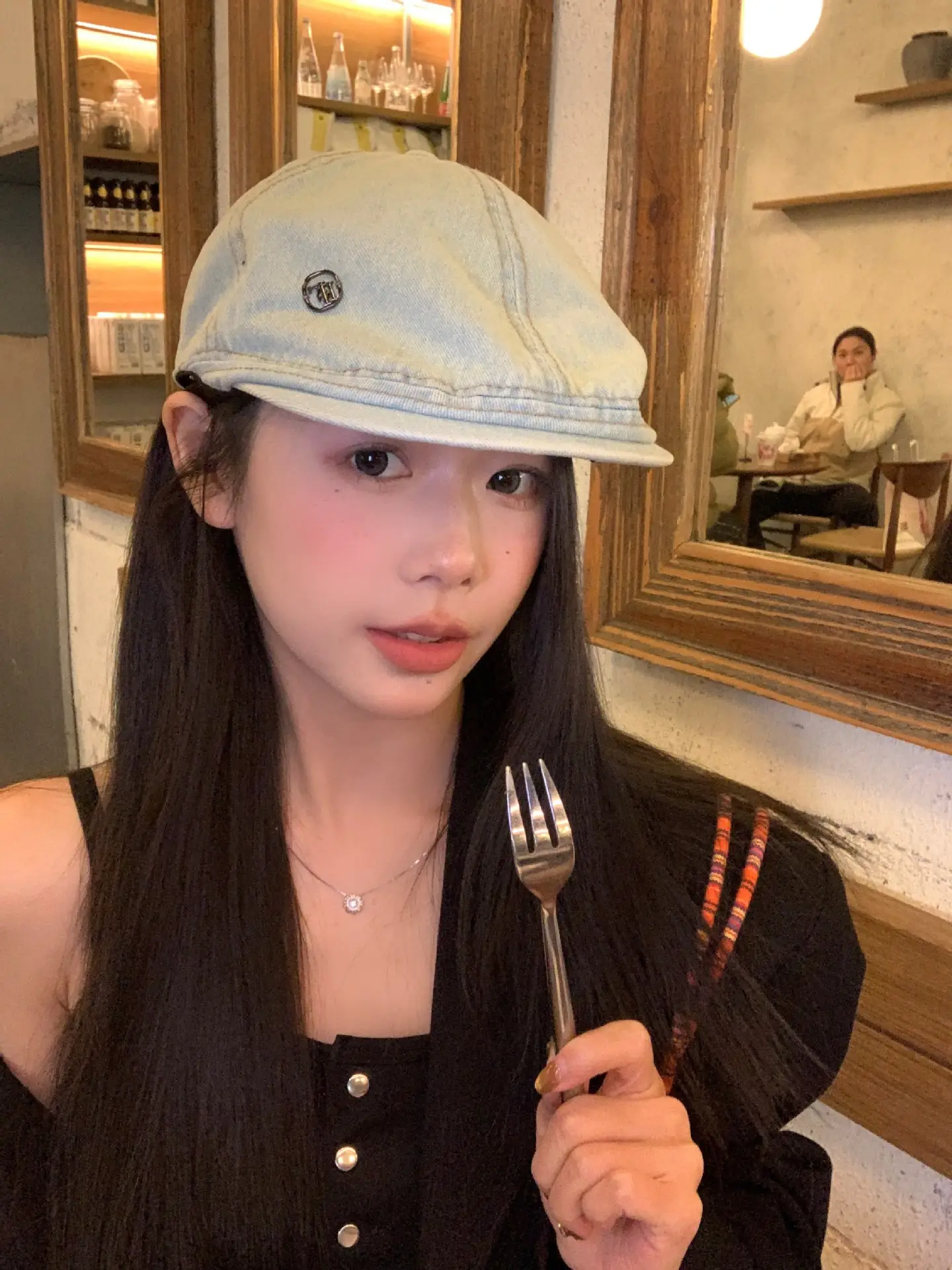 Women's Ancient Korean Style Denim Cap Forward Anti-Wear — feature 10