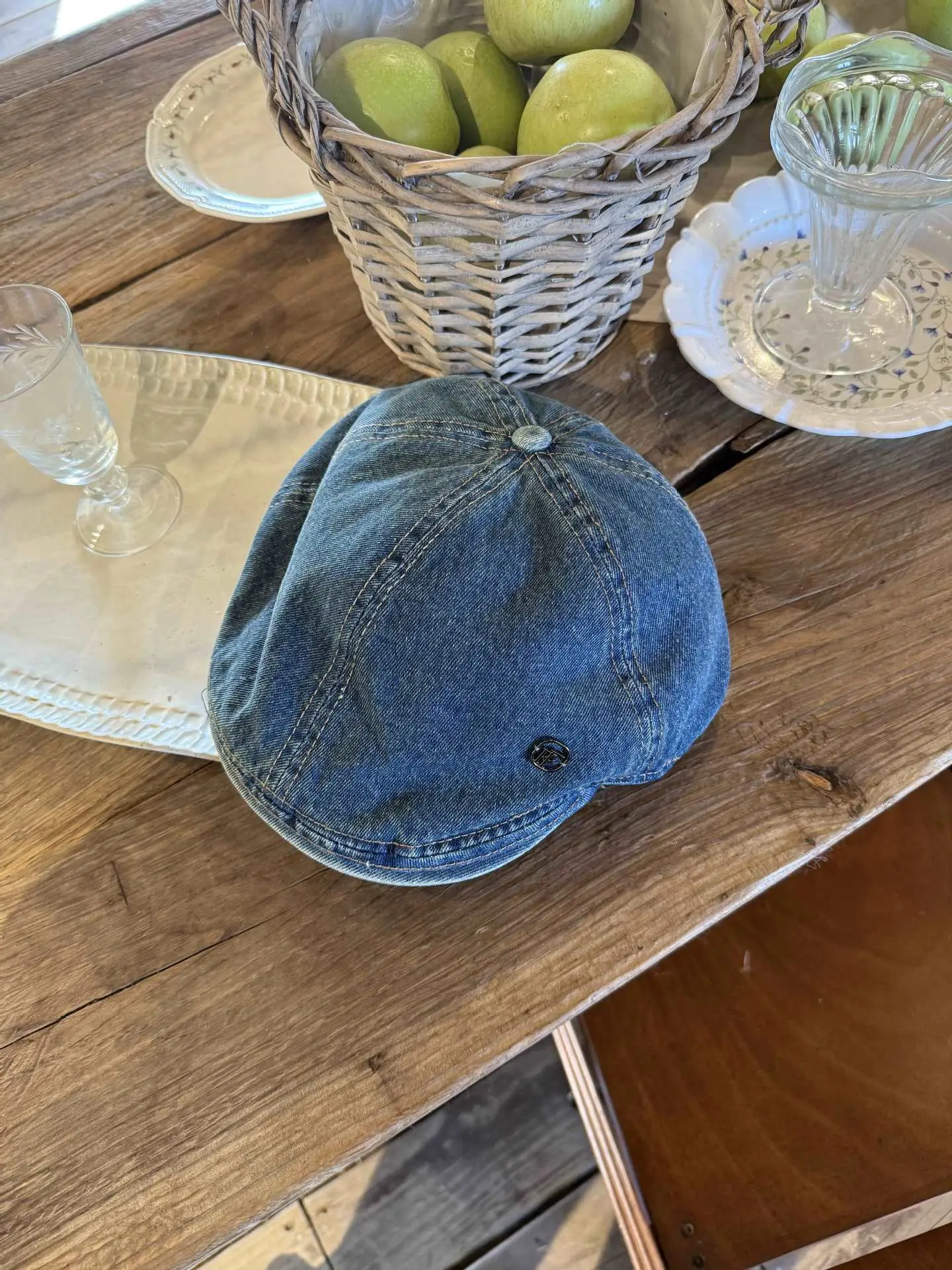 Women's Ancient Korean Style Denim Cap Forward Anti-Wear — feature 16