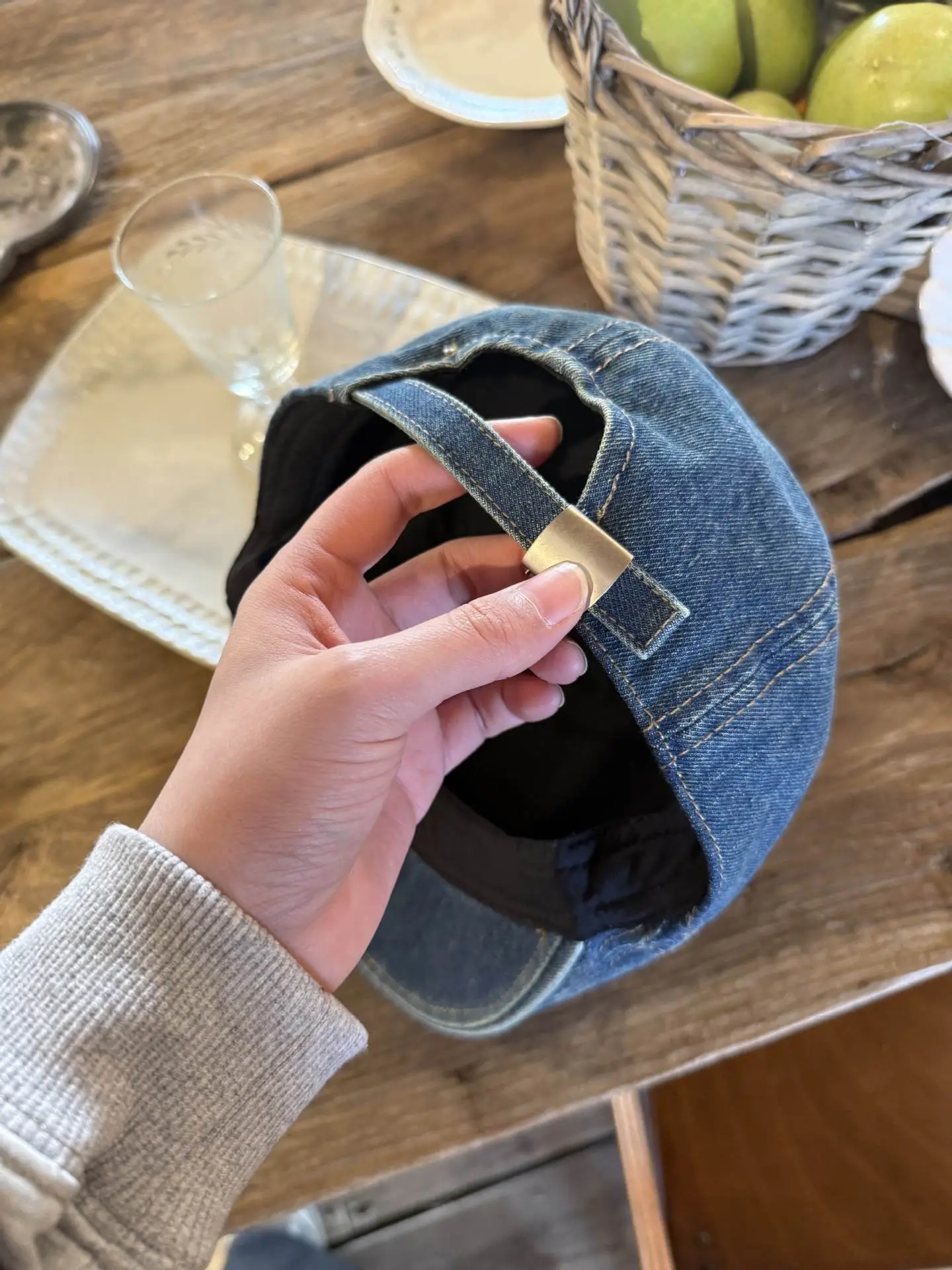 Women's Ancient Korean Style Denim Cap Forward Anti-Wear — feature 2