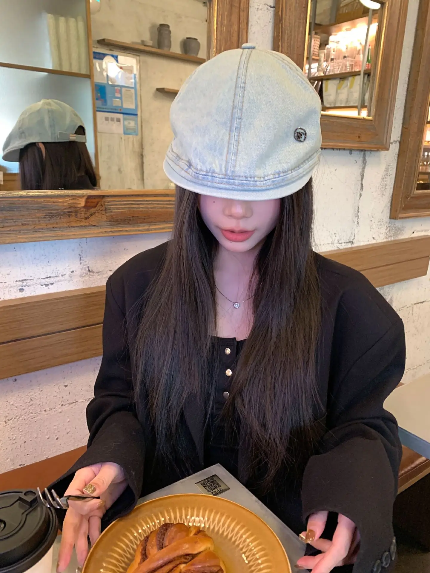 Women's Ancient Korean Style Denim Cap Forward Anti-Wear — feature 4
