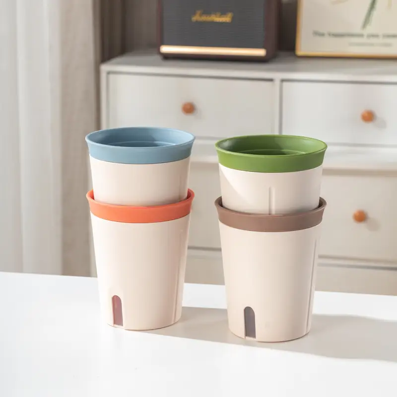 New High-grade Lazy Self-absorbent Plastic Flower Pot Thickened Big small size Office Meat Pot Non-watering Cross-border