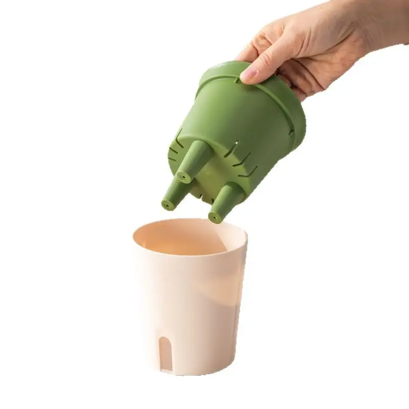 New High-grade Lazy Self-absorbent Plastic Flower Pot Thickened Big small size Office Meat Pot Non-watering Cross-border
