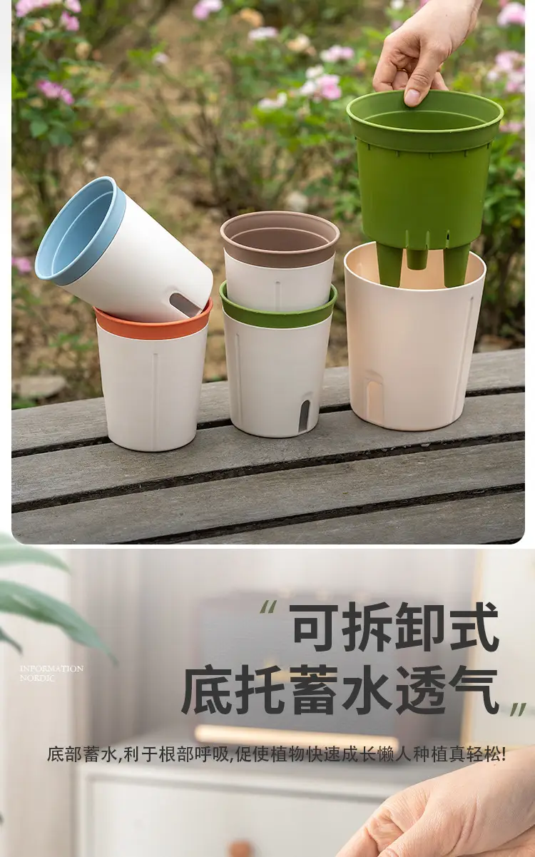 New High-grade Lazy Self-absorbent Plastic Flower Pot Thickened Big small size Office Meat Pot Non-watering Cross-border — feature 5