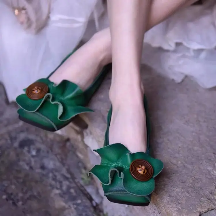 New Chinese Style Retro Women's Shoes Niche Soft Bottom Soft Surface Comfortable Round Toe Shallow Mouth Single Shoes Bean Shoes Women's Ladyshoes - Image 5
