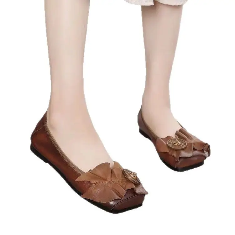 New Chinese Style Retro Women's Shoes Niche Soft Bottom Soft Surface Comfortable Round Toe Shallow Mouth Single Shoes Bean Shoes Women's Ladyshoes - Image 7