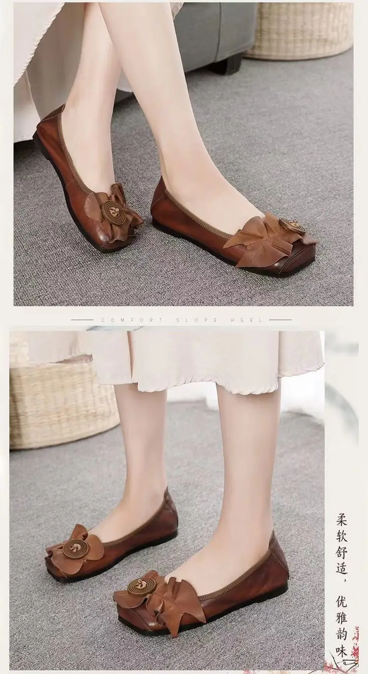 New Chinese Style Retro Women's Shoes Niche Soft Bottom Soft Surface Comfortable Round Toe Shallow Mouth Single Shoes Bean Shoes Women's Ladyshoes — feature 11