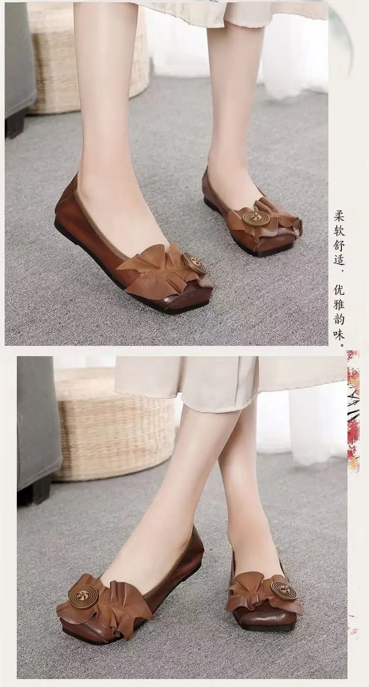 New Chinese Style Retro Women's Shoes Niche Soft Bottom Soft Surface Comfortable Round Toe Shallow Mouth Single Shoes Bean Shoes Women's Ladyshoes — feature 8