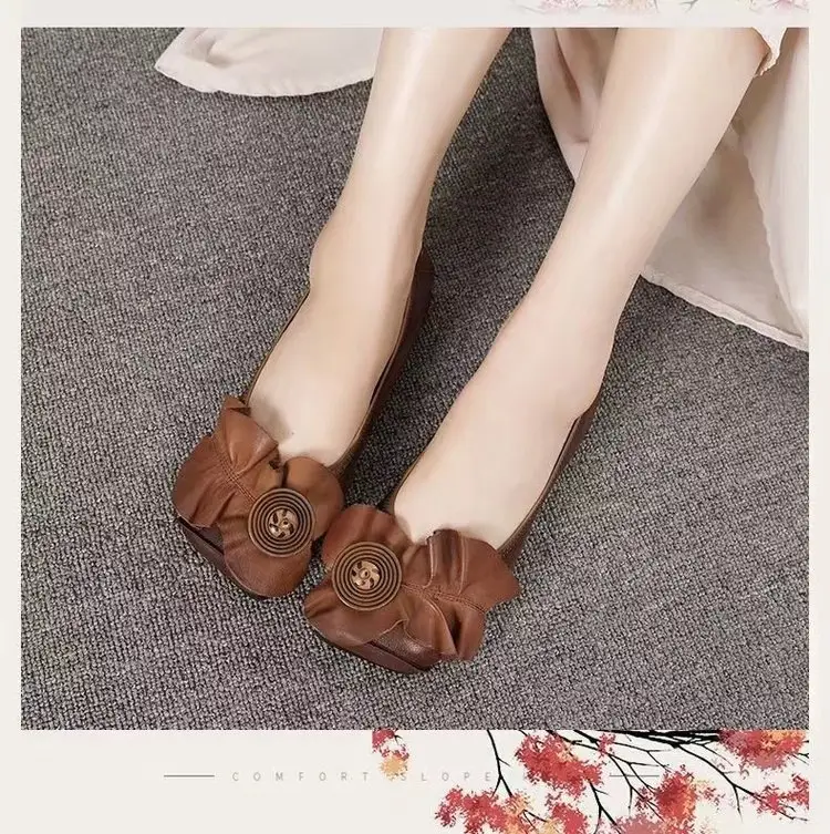 New Chinese Style Retro Women's Shoes Niche Soft Bottom Soft Surface Comfortable Round Toe Shallow Mouth Single Shoes Bean Shoes Women's Ladyshoes — feature 9