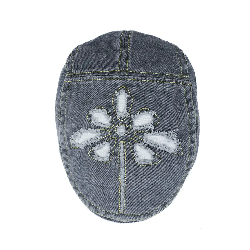 Women's Blue Embroidered Sunshade Cap - Image 9