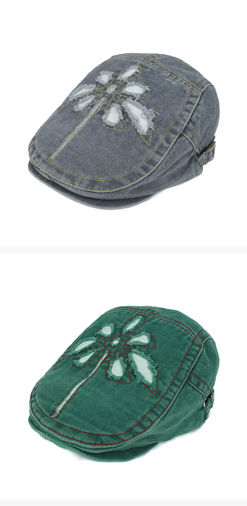 Women's Blue Embroidered Sunshade Cap — feature 8