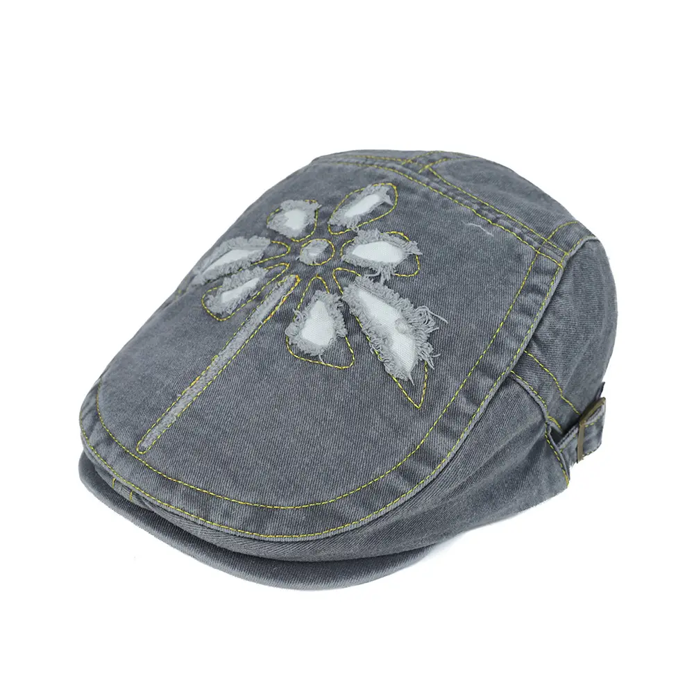 Women's Blue Embroidered Sunshade Cap - Image 2