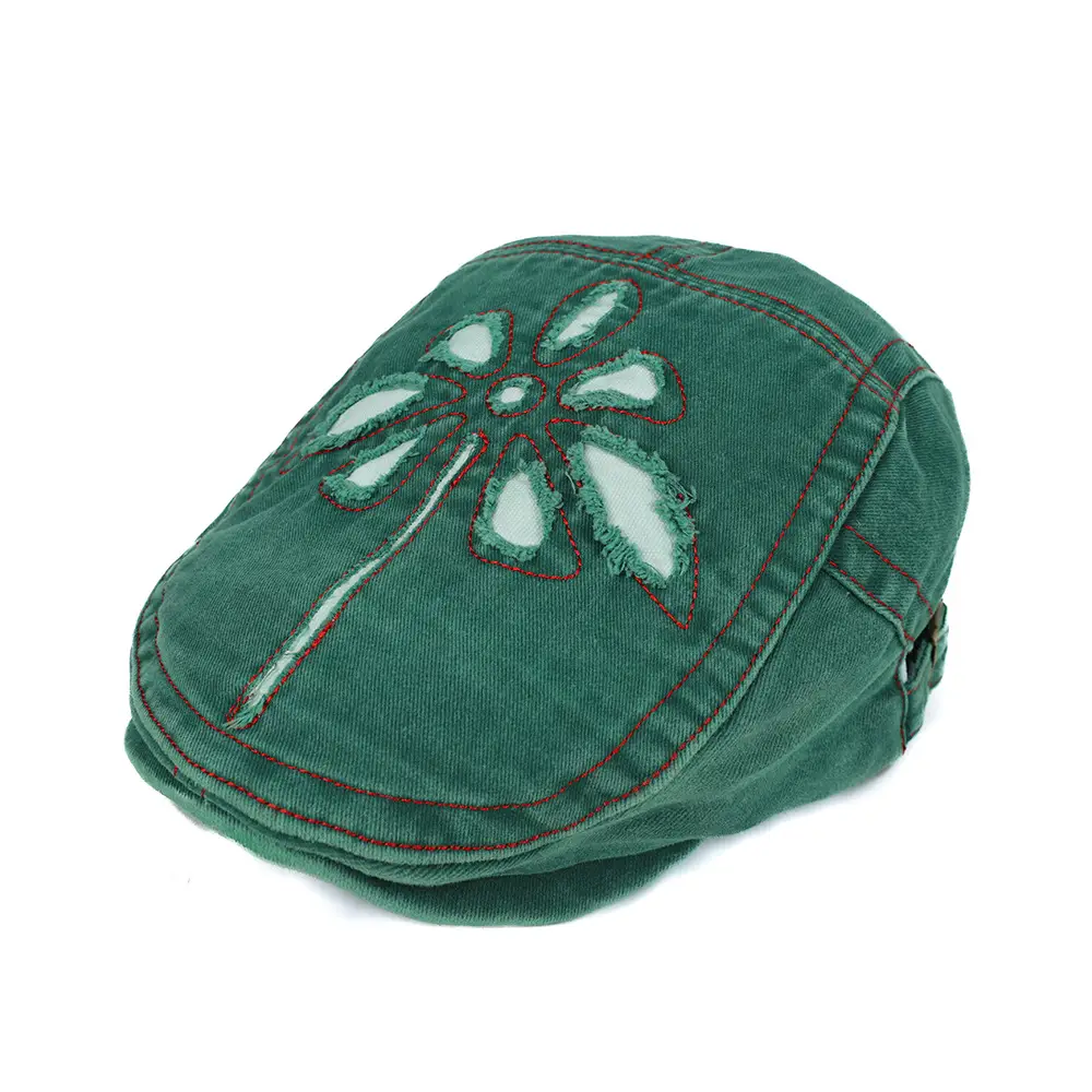 Women's Blue Embroidered Sunshade Cap - Image 3
