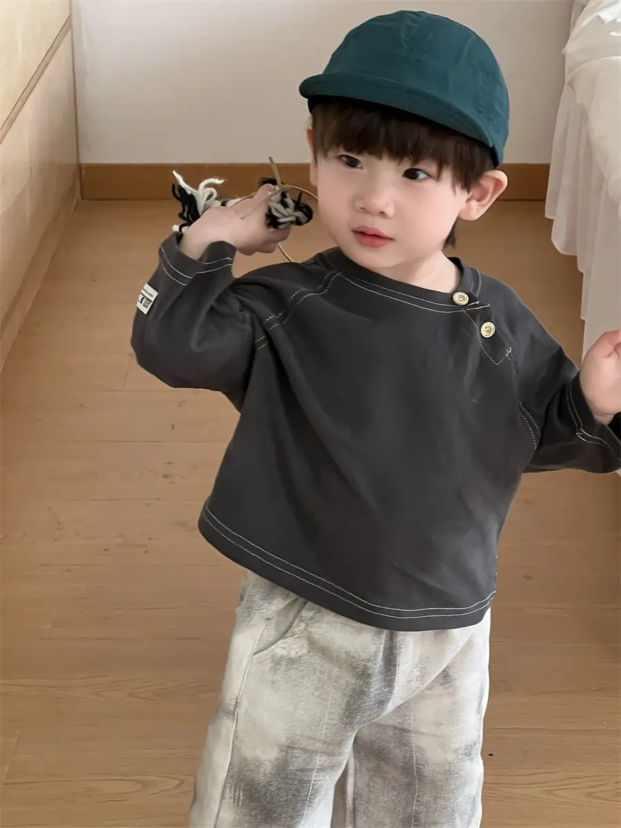 Baby Round Neck T-Shirt Jeans Suit Korean Style Kidsren
