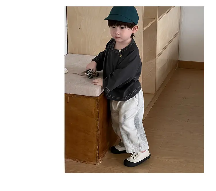 Baby Round Neck T-Shirt Jeans Suit Korean Style Kidsren — feature 5