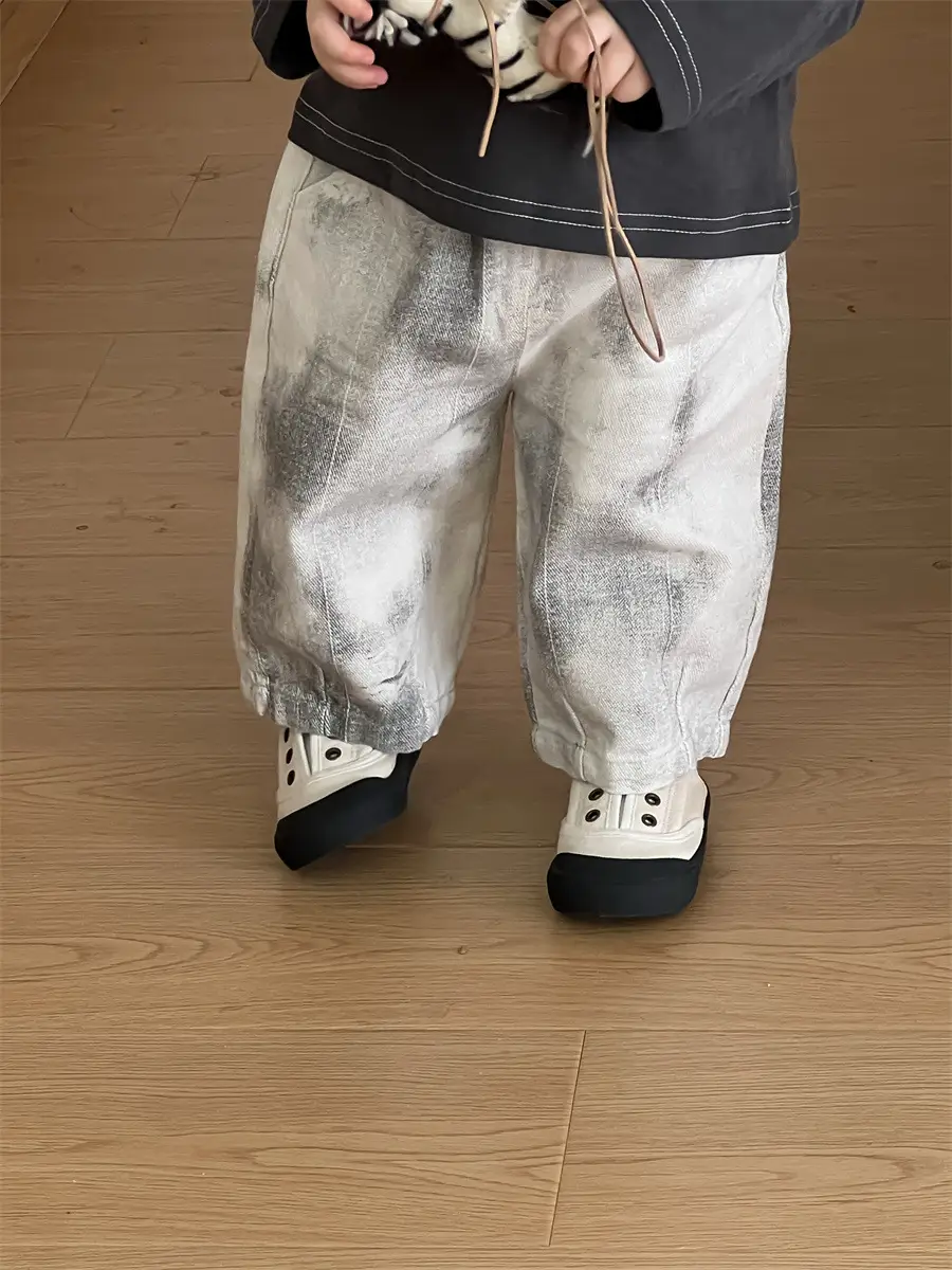 Baby Round Neck T-Shirt Jeans Suit Korean Style Kidsren