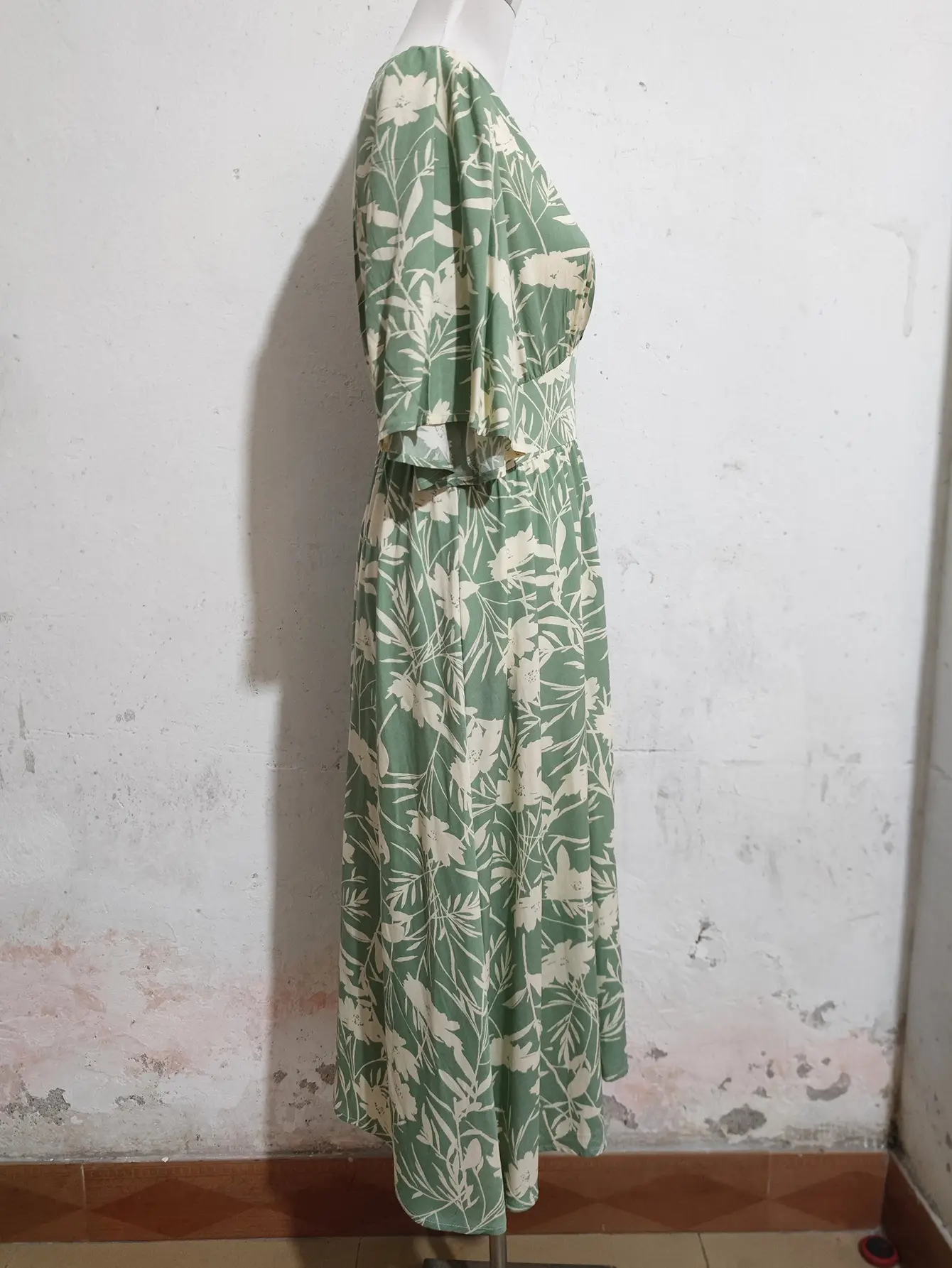 Green Floral V-Neck Shorts Dress for Women — feature 11