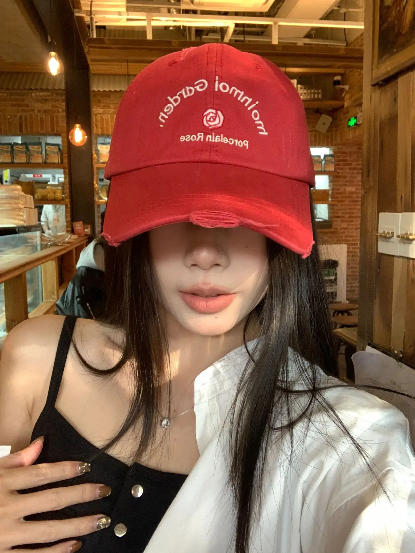Red Korean Rose Letter Baseball Cap for Women — feature 22