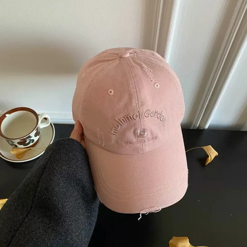 Red Korean Rose Letter Baseball Cap for Women