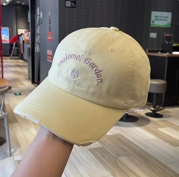 Red Korean Rose Letter Baseball Cap for Women