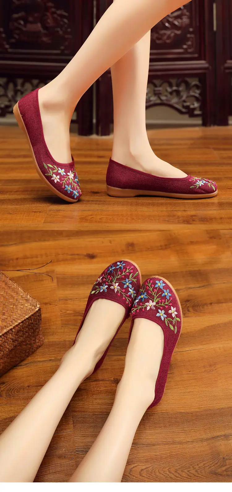 26 New Styles of Cotton and Linen Old Beijing Women's Flat Shoes, Non-Slip Soft Sole Ethnic Style Embroidered Shoes, Low-Top Breathable Flat Shoes — feature 10