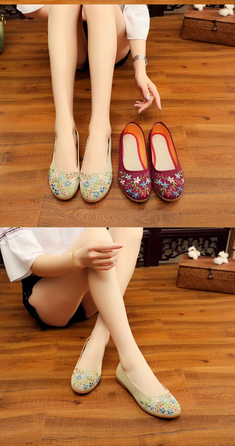 26 New Styles of Cotton and Linen Old Beijing Women's Flat Shoes, Non-Slip Soft Sole Ethnic Style Embroidered Shoes, Low-Top Breathable Flat Shoes — feature 12