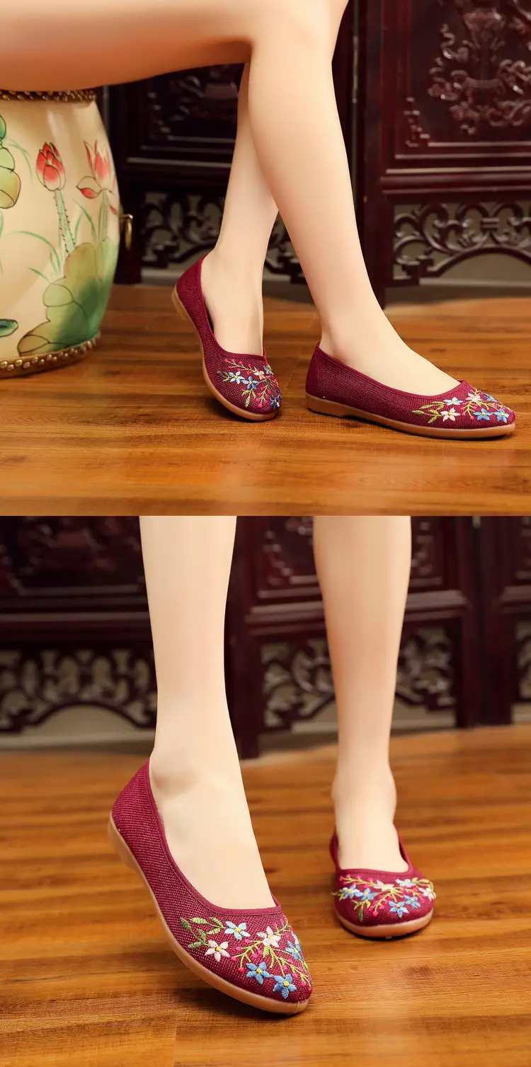 26 New Styles of Cotton and Linen Old Beijing Women's Flat Shoes, Non-Slip Soft Sole Ethnic Style Embroidered Shoes, Low-Top Breathable Flat Shoes — feature 8