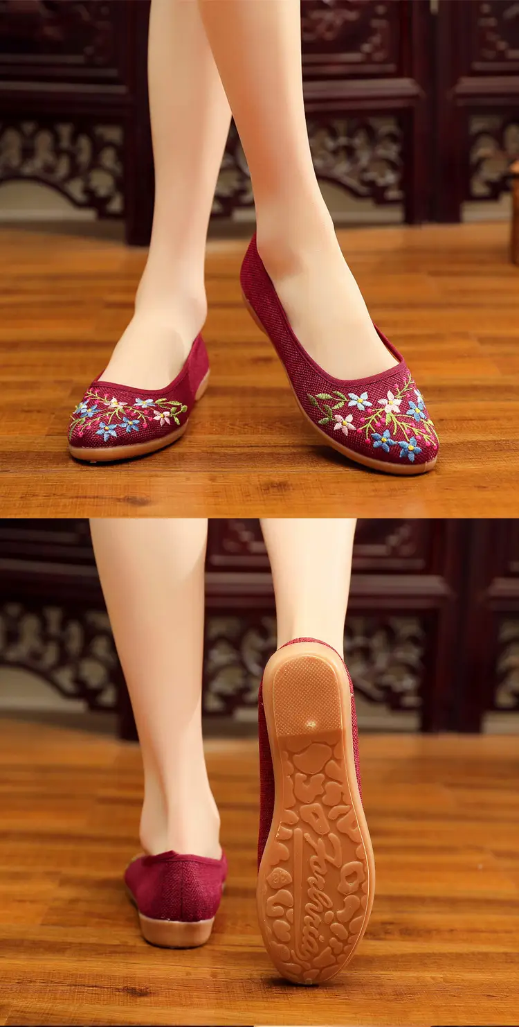 26 New Styles of Cotton and Linen Old Beijing Women's Flat Shoes, Non-Slip Soft Sole Ethnic Style Embroidered Shoes, Low-Top Breathable Flat Shoes — feature 9