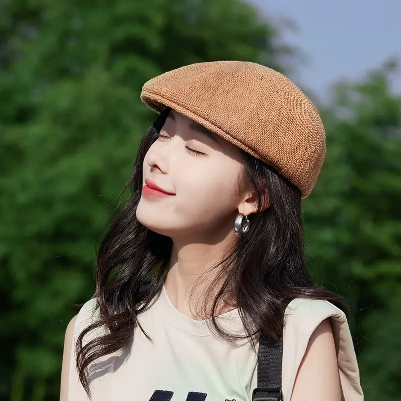 Women Korean Style Forward Hat with Metal Label