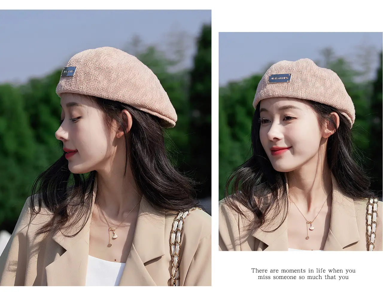 Women Korean Style Forward Hat with Metal Label — feature 12
