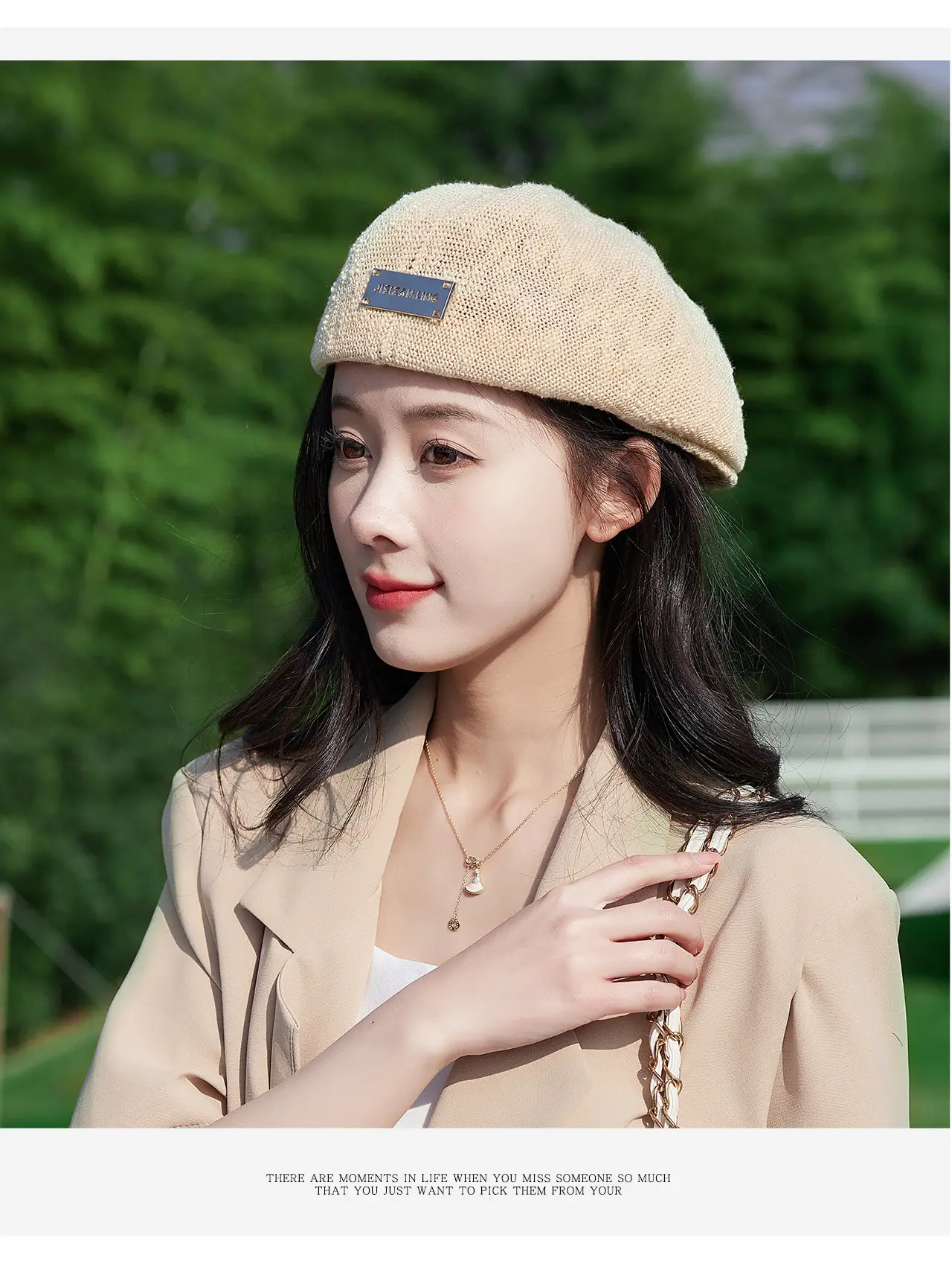 Women Korean Style Forward Hat with Metal Label — feature 19