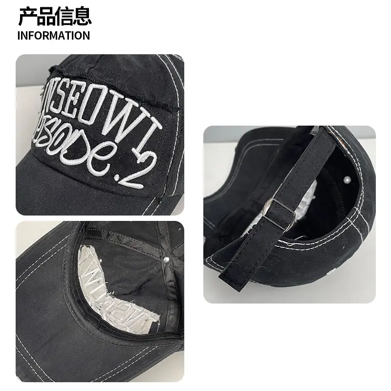 Cross-border Letter Embroidered Baseball Cap Black - Image 6