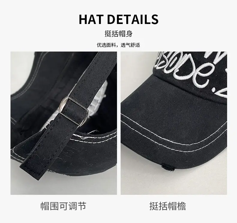 Cross-border Letter Embroidered Baseball Cap Black — feature 4