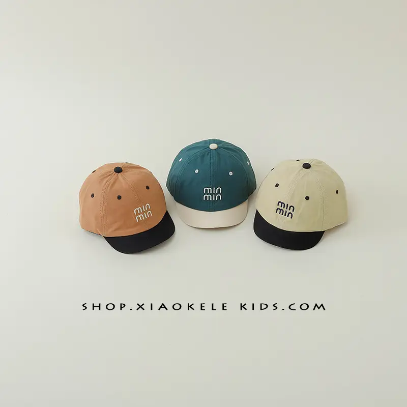Kids Baseball Caps Black Brown Mini Letter Embroidered - Image 6