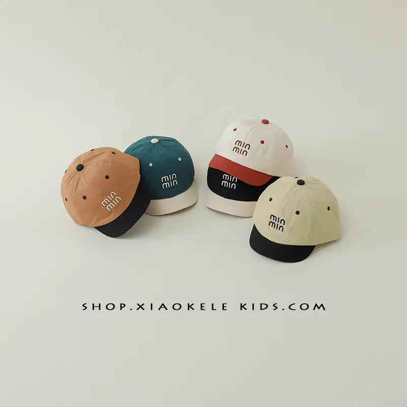 Kids Baseball Caps Black Brown Mini Letter Embroidered - Image 9