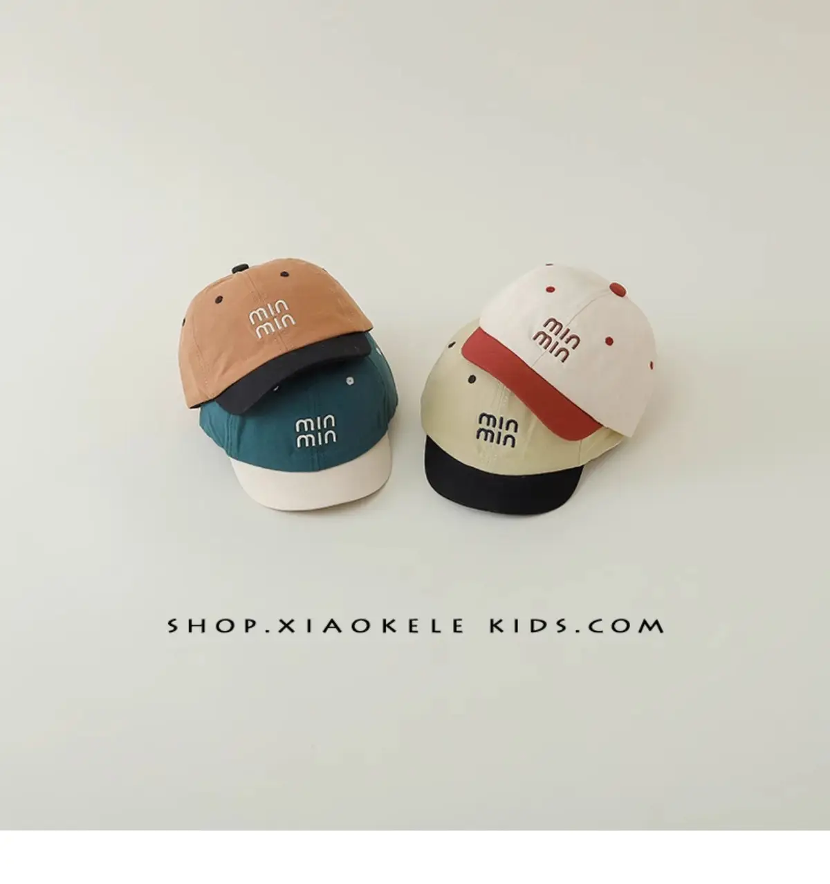 Kids Baseball Caps Black Brown Mini Letter Embroidered β feature 2
