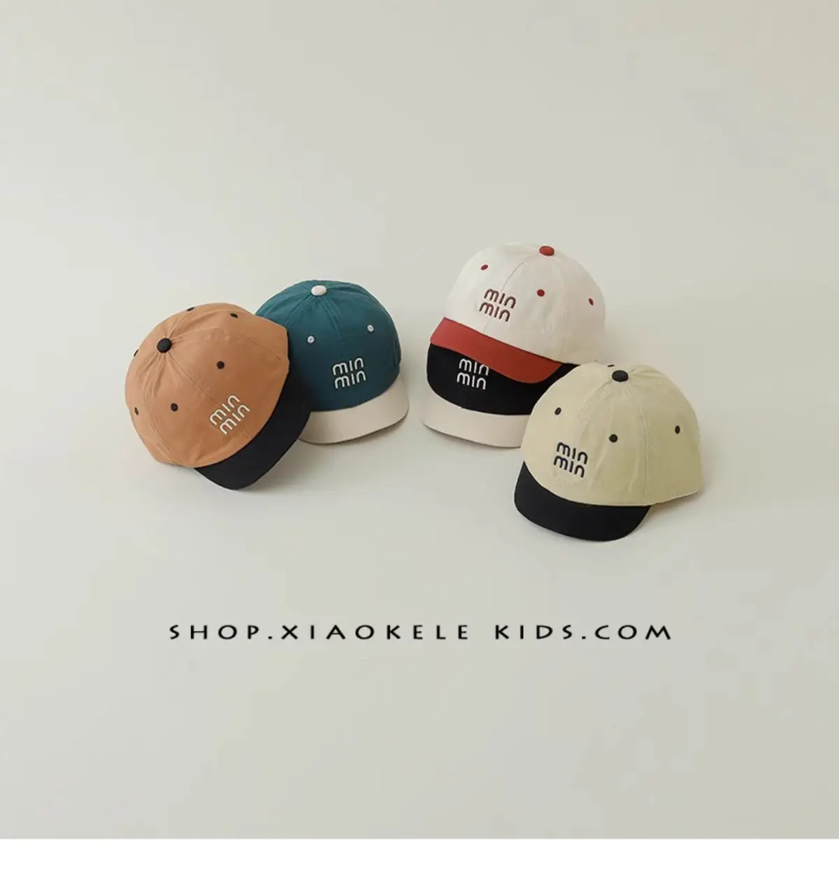 Kids Baseball Caps Black Brown Mini Letter Embroidered β feature 3