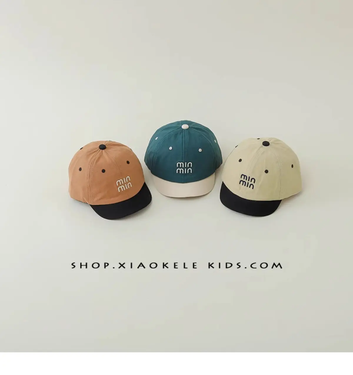Kids Baseball Caps Black Brown Mini Letter Embroidered β feature 4