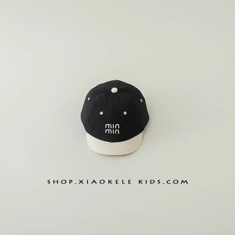Kids Baseball Caps Black Brown Mini Letter Embroidered - Image 3