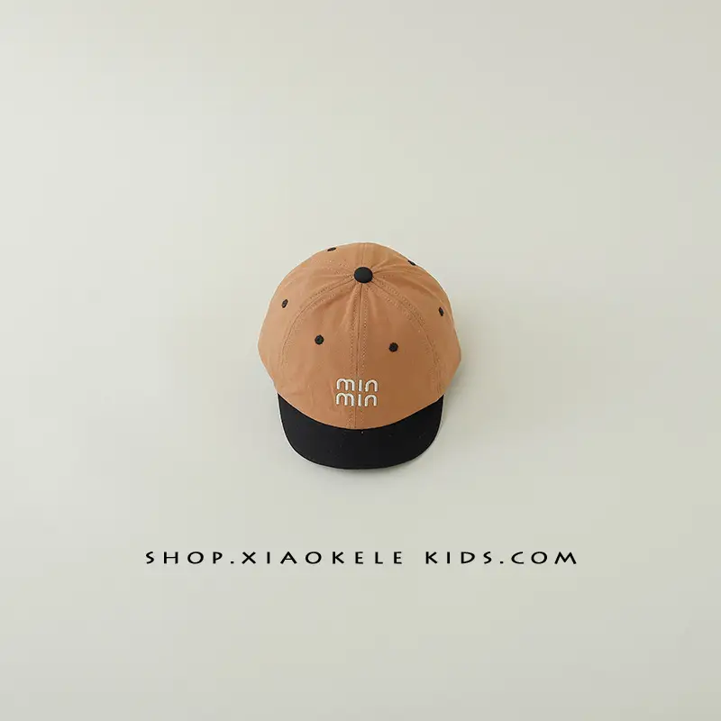Kids Baseball Caps Black Brown Mini Letter Embroidered - Image 5