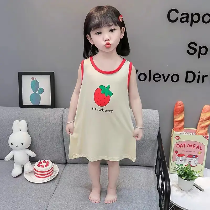 Girls Modal Home Dress Baby dress Girls Summer Princess Dress Girls Sleeveless Vest Nightdress Thin — feature 7