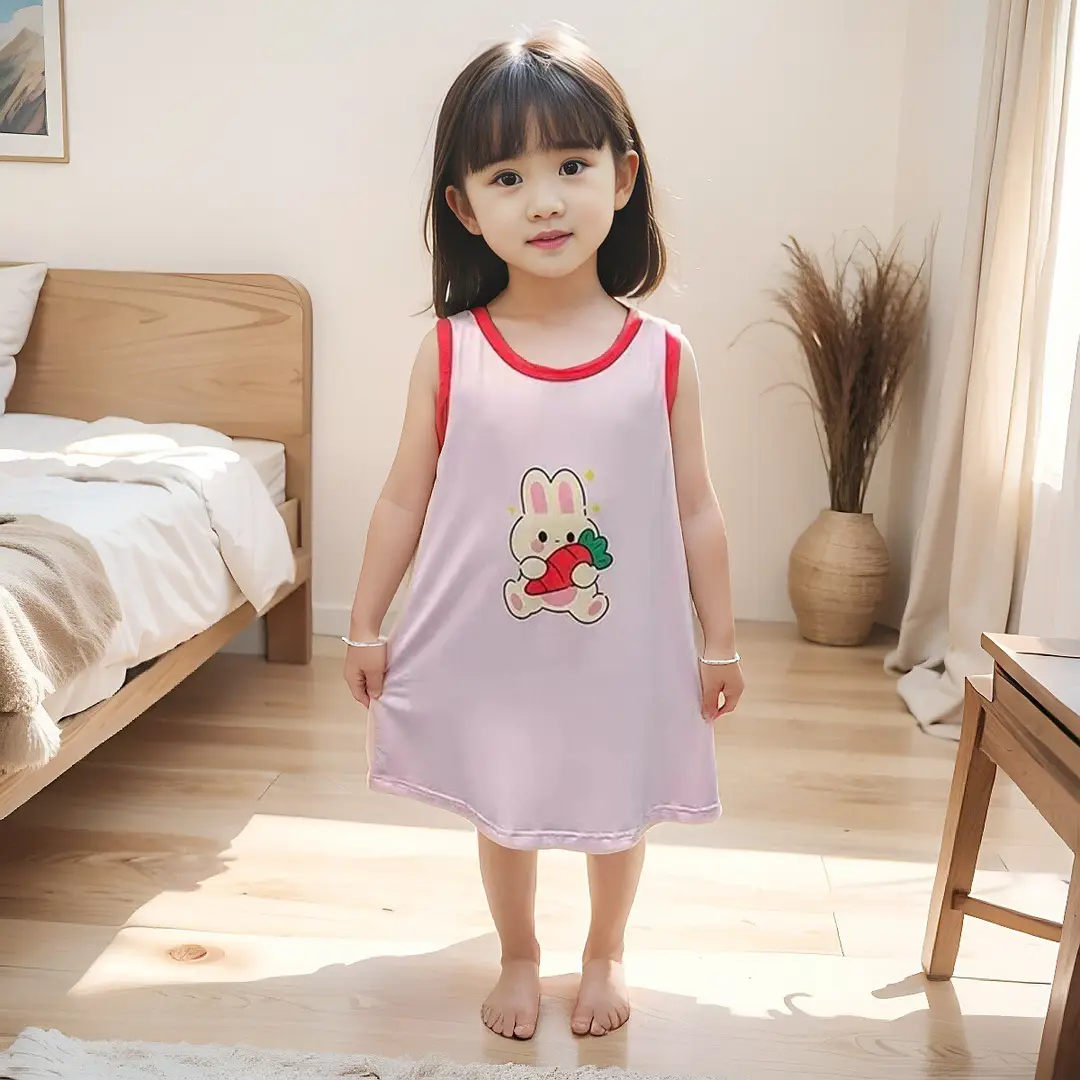 Girls Modal Home Dress Baby dress Girls Summer Princess Dress Girls Sleeveless Vest Nightdress Thin