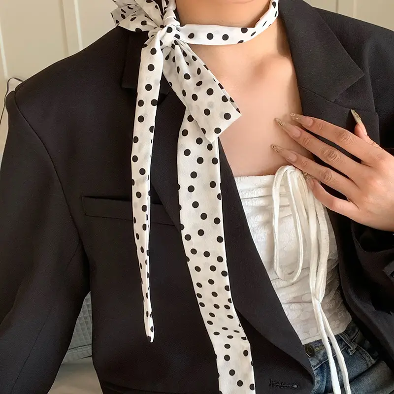 Women's Silk Wave Point Scarf with Tie Ribbon Belt - Image 4