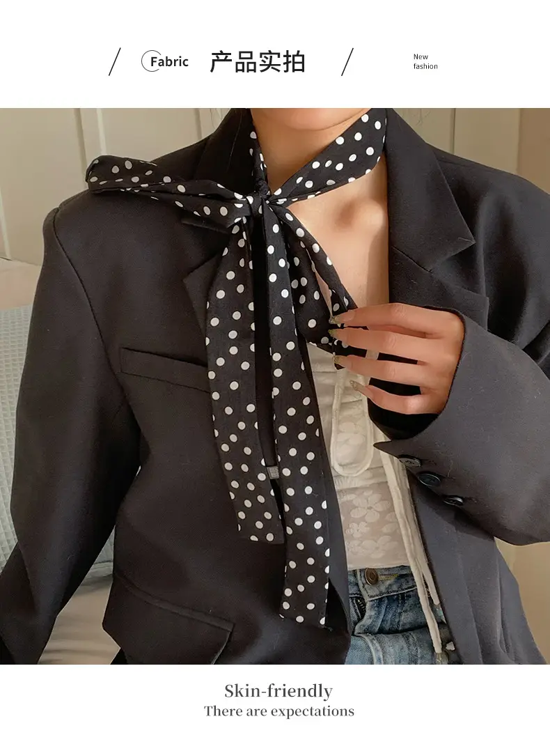 Women's Silk Wave Point Scarf with Tie Ribbon Belt — feature 5