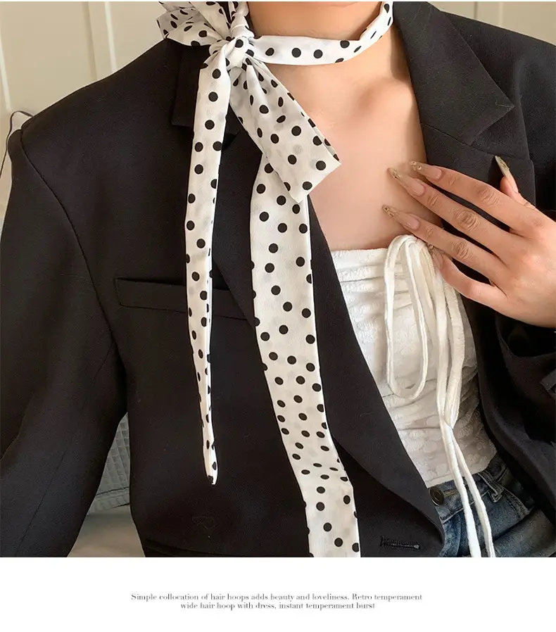 Women's Silk Wave Point Scarf with Tie Ribbon Belt — feature 6