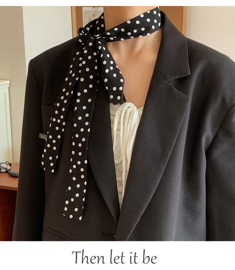 Women's Silk Wave Point Scarf with Tie Ribbon Belt — feature 8