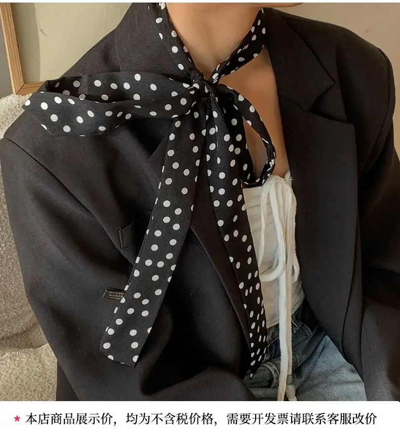 Women's Silk Wave Point Scarf with Tie Ribbon Belt — feature 9