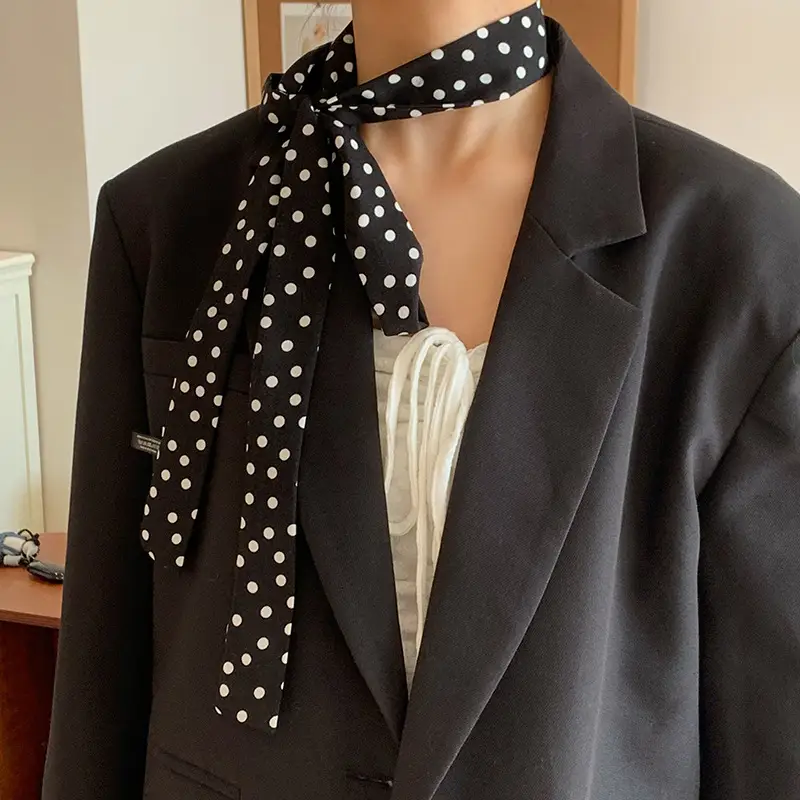 Women's Silk Wave Point Scarf with Tie Ribbon Belt - Image 2